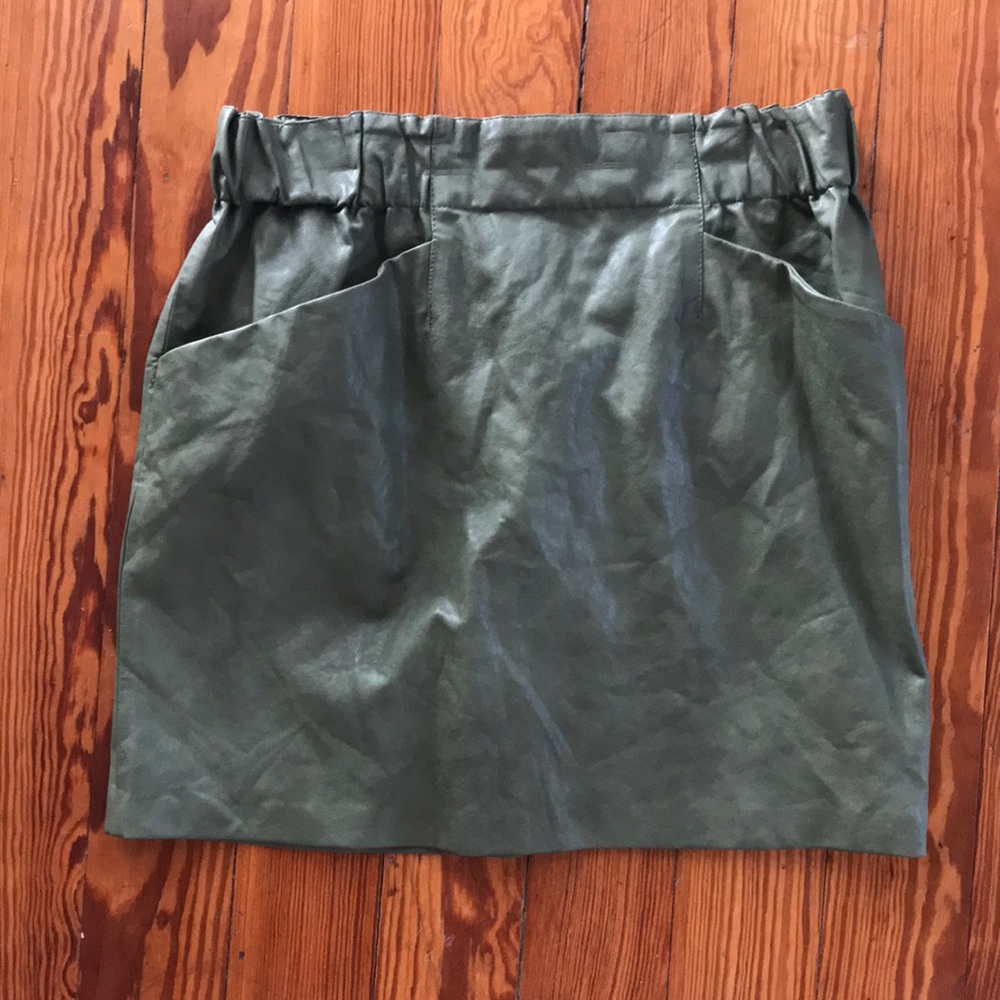 Zara Olive Green Vegan Leather Skirt
